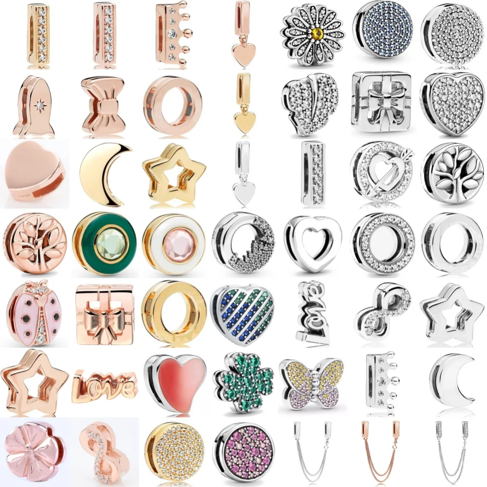 

925 Silver Butterfly,Daisy,Moon Flat Light Clip Suitable for EuropeanOriginal Bracelet DIY Accessories Women's Exquisite Jewelry