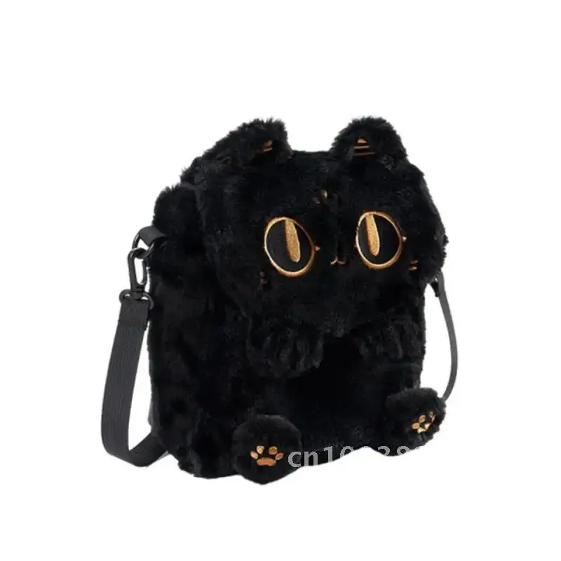 2024 outono/inverno moda nova pelúcia bordado forma gato para mulheres idosas originais designer mochila mini bonito sentido