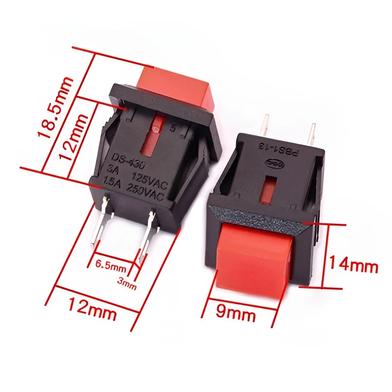 10PCS DS-430 Platz Selbst Zurücksetzen Power-Taste Schalter Ohne Schloss 2-Pin 3A 125VAC Multi Farbe Kunststoff Shell snap Auf Schalter – Detail 5