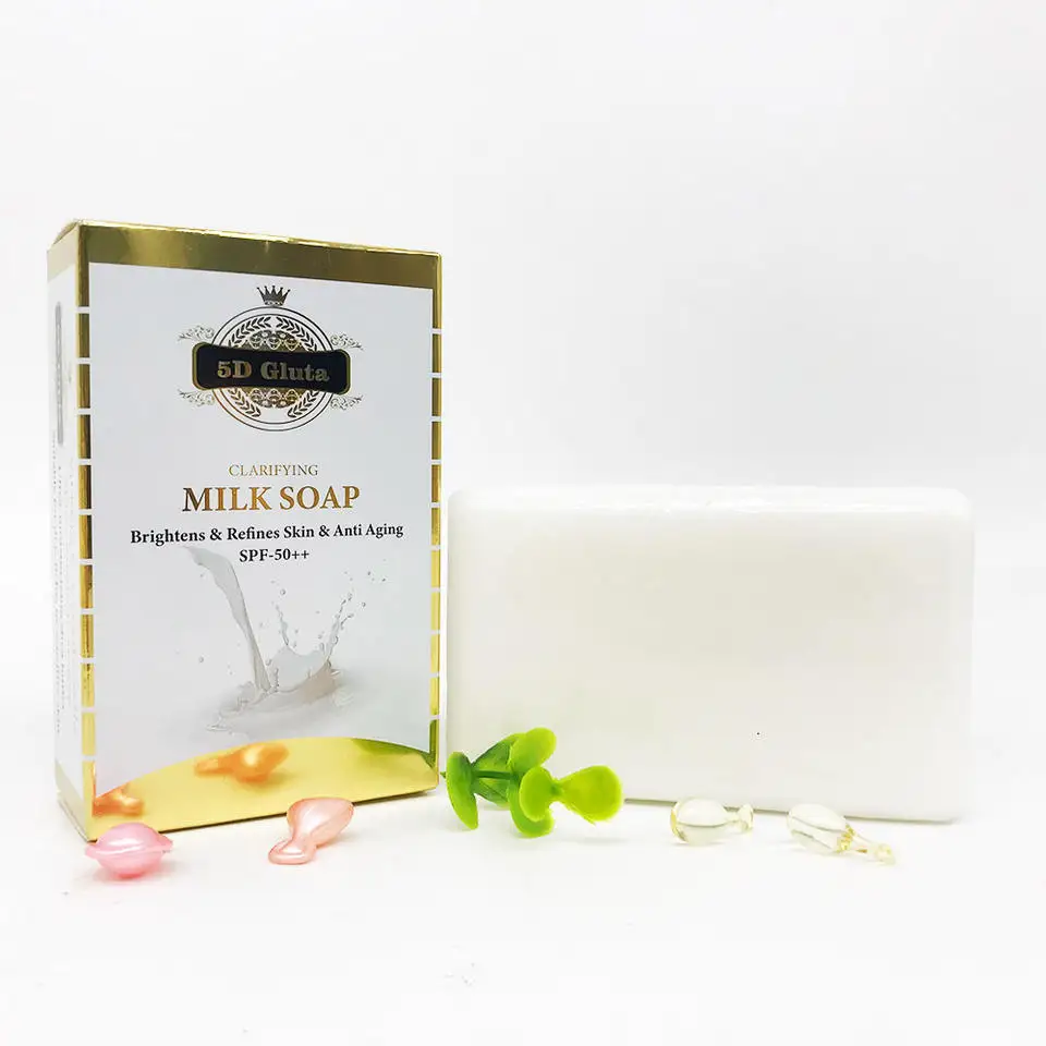 5D Gluta Clarifying Milk Soap with Goat Milk Whitening Brightening Even Skin Tone Boost for glowing skin Care Savon 250g