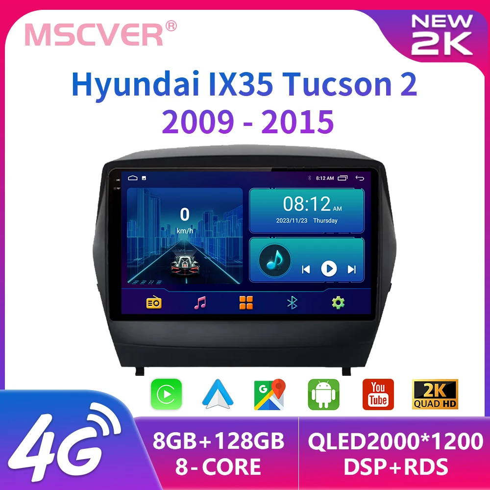 2Din Android13 For Hyundai Tucson 2 LM IX35 2009-2015 Car Radio Multimidia Player GPS Navigaion CarPlay Stereo WiFi autoradio 4G