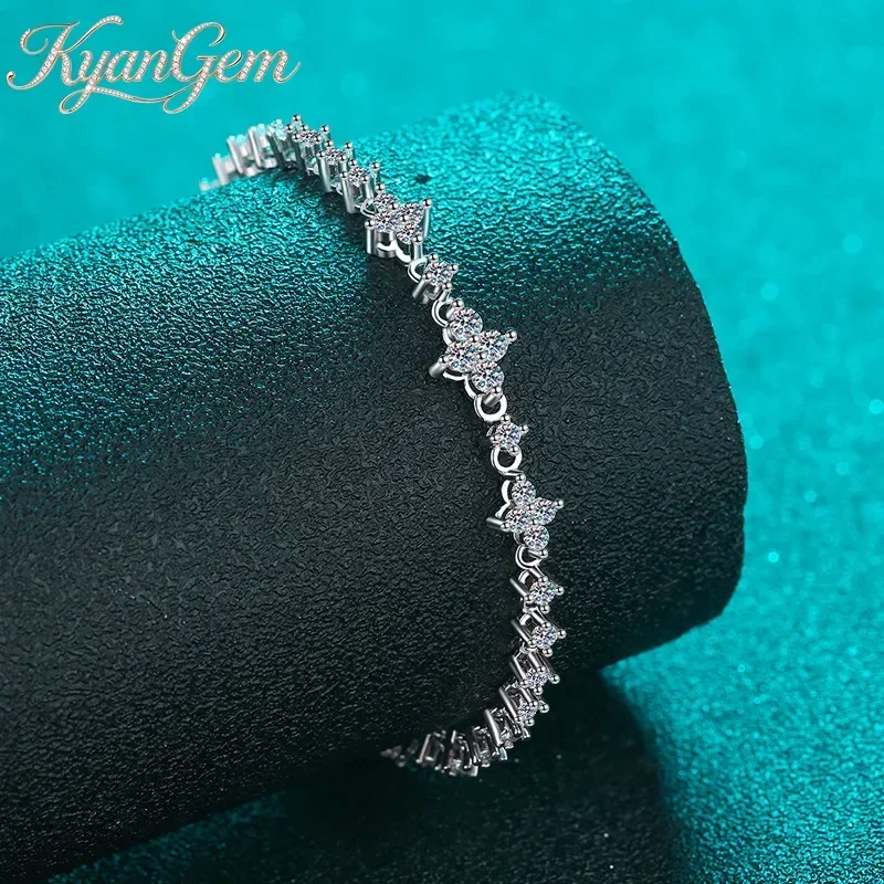 KyanGem 18K Gold Inlaid Diamond Bracelet, D-color Moissanite Full Circle Bracelet, Lightweight Luxury Jewelry Holiday Gift