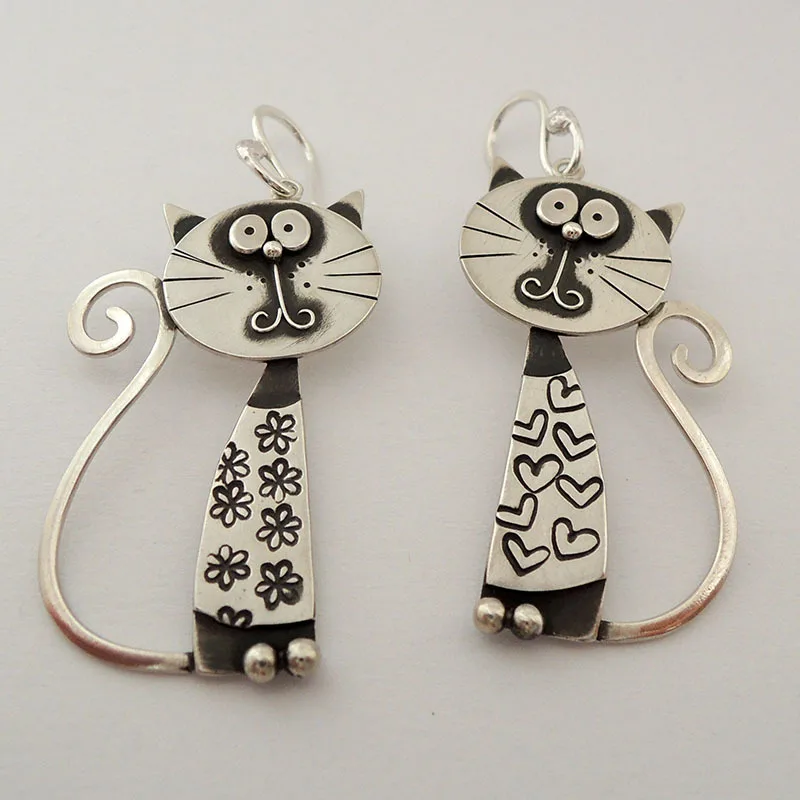 Kreatives Design, Katzen-Stil, Anhänger-Ohrringe, Damen-Ohrringe im Retro-Punk-Stil, asymmetrisches Design, Ohrschmuck, süßer Schmuck