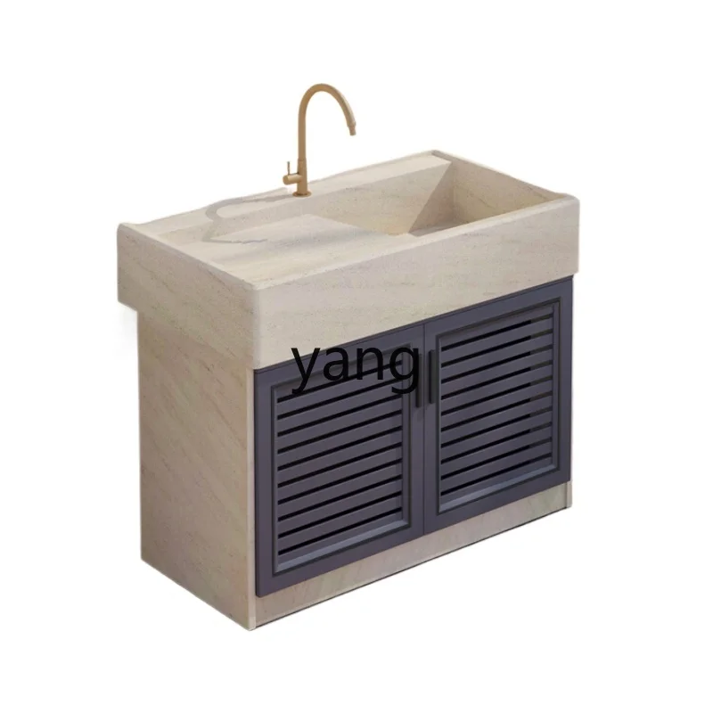 

CX Marble Laundry Tub with Washboard Integrated Sink Garden Outdoor Laundry Table Household