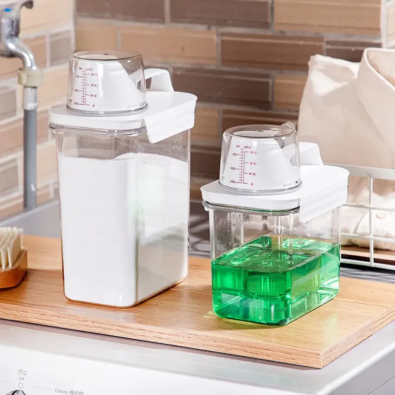 

Airtight Laundry Detergent Powder Storage Box Clear Washing Powder Container with Lid and Handle Multipurpose Plastic Cereal Jar