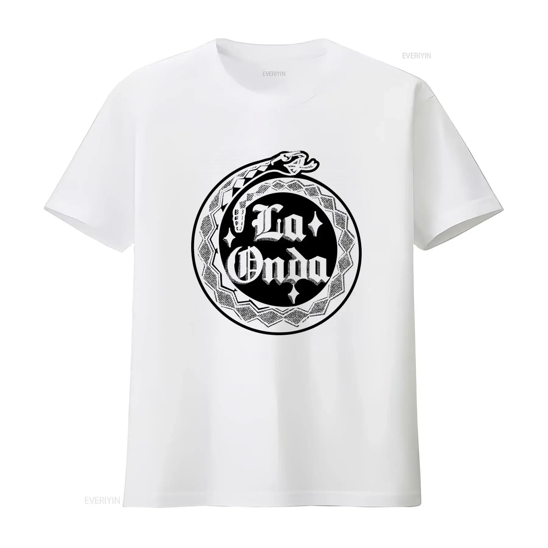 Мужская футболка La Onda с принтом под змеиную кожу, стильный уникальный дизайн, винтажный эффект, модная уличная одежда, дизайнерская одежда, с легким графическим принтом.