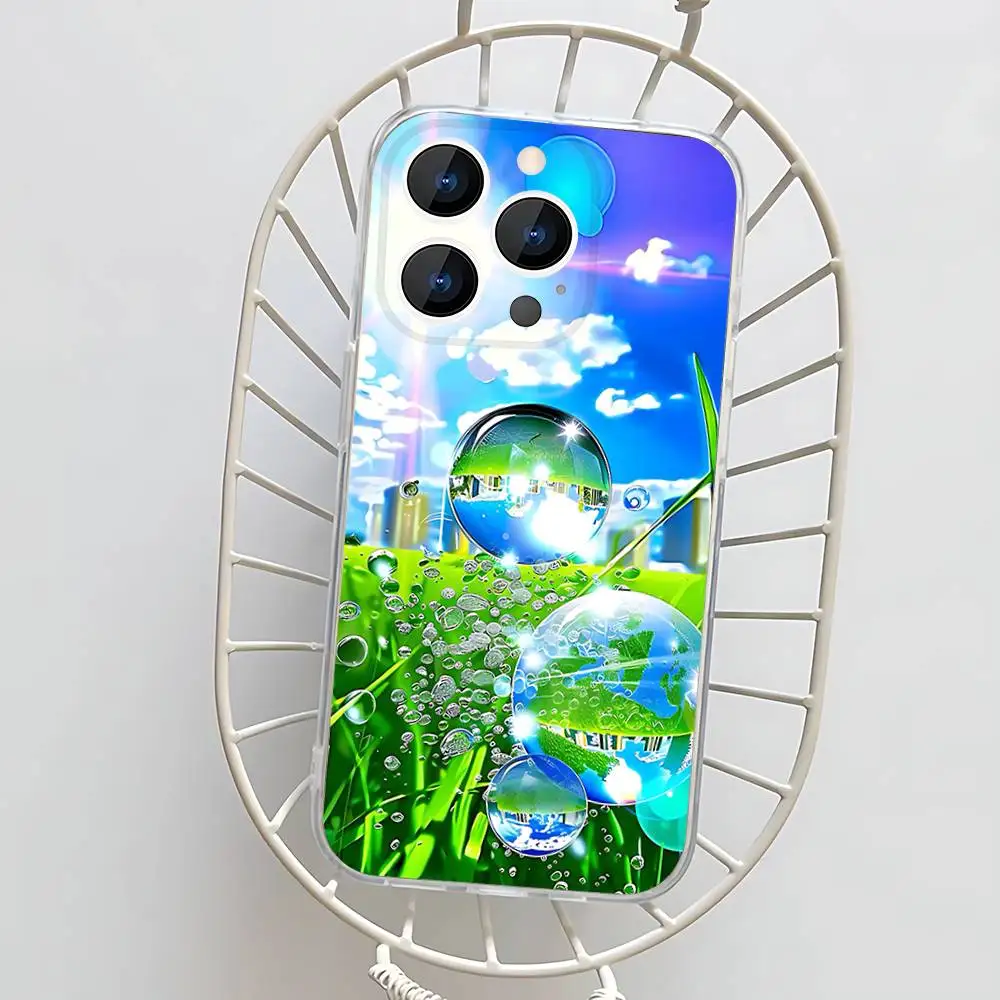 Funda de teléfono Frutiger Aero estilo azul para iPhone 17,16,15,14,13,12,11 Pro,Max,Plus,X,XS,XR,SE4,E Mini funda suave transparente