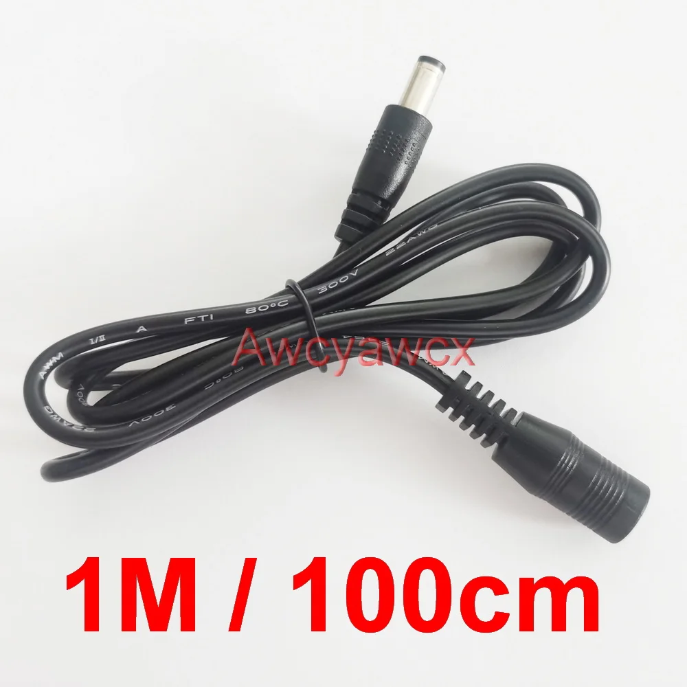 12V DC Power Supply Cable Extension Cord Female to Male Plug 1M 100mA 5.5mm 2.1mm Adapter CCTV Camera LED Light solar energy fan