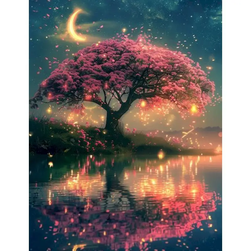 

CHENISTORY 5D Landscape DIY Diamond Painting Full Square Diamond Mosaic Tree Landscape Handicraft Wall Art Home Decor