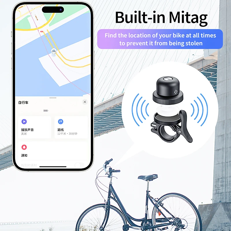 Mechanical Bicycle Bell Hidden GPS Positioning Tracking Anti-theft device View real-time location GPS Tracker Bike Bell