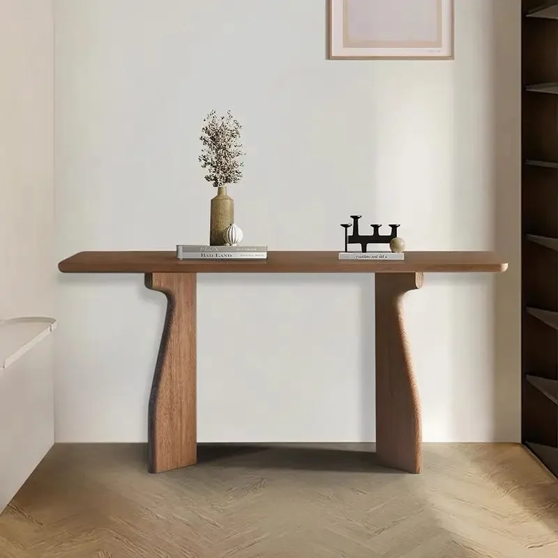 d9new Chinese-style solid wood entrance porch table Zen table simple corridor warped head hotel end view table against