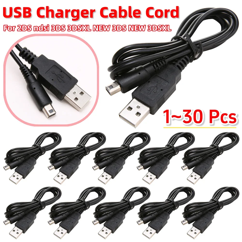 1-30PCS USB Charger Cable for Nintendo 2DS NDSI 3DS 3DSXL NEW 3DS NEW 3DSXL Game Power Line 100cm Charger Adapter Data Cable ﻿