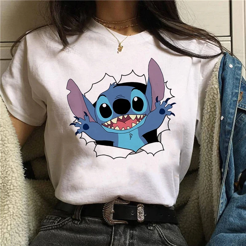 

Funny Cartoon Women's T-shirt Cute lilo stitch Cotton T shirt men Summer Clothing Tshirt Top tee casual short sleeve camiseta