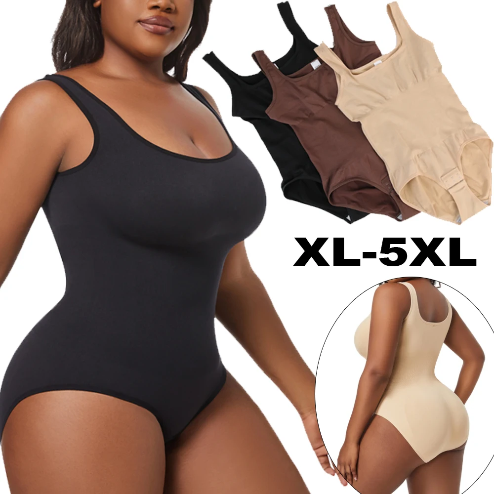 

XL-5XL женское боди с широкими бретелями, корректирующее белье, удобный жилет с контролем живота, треугольные трусики, подтягивающий ягодицы, формирователь тела
