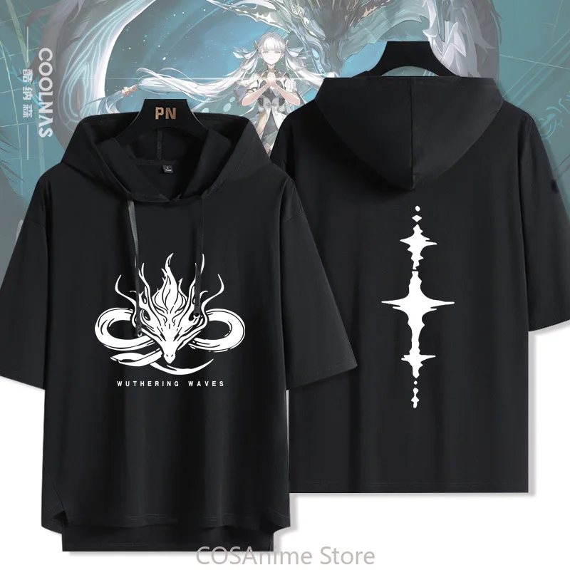 

Wuthering Waves Yangyang аниме косплей костюм черно-белые толстовки футболка повседневные унисекс топы с короткими рукавами футболка ролевые игры