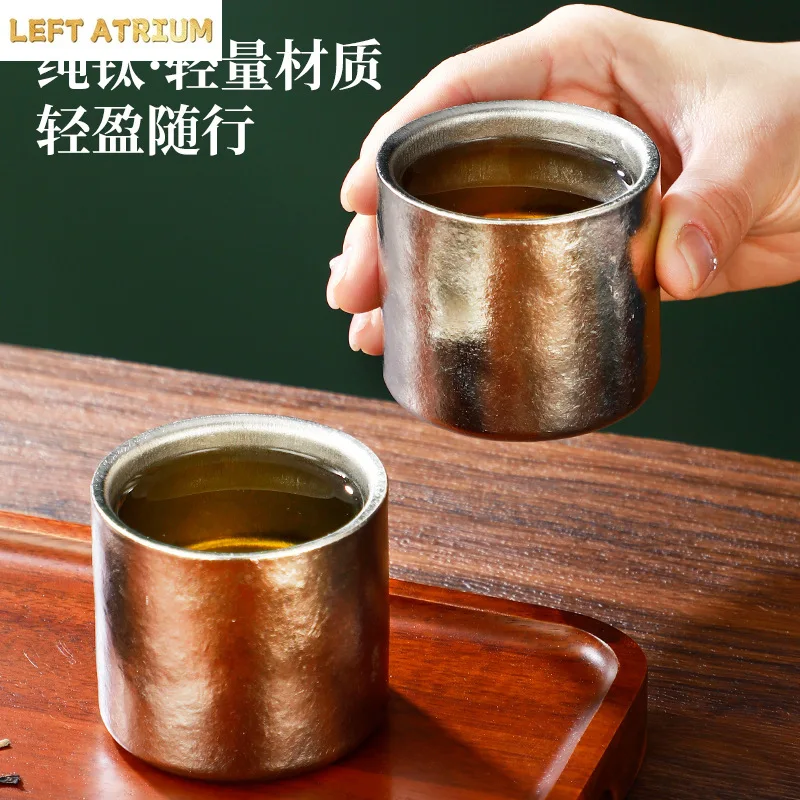 100ml Pure Titanium Water Cup,Double Layer,Heat Insulation,Anti-scalding,Antibacterial Fresh-keeping,Coffee Mug,Kungfu Tea Cup