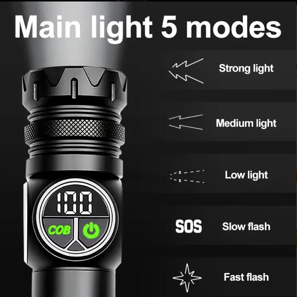 High Power Tactical Rechargeable Led Flashlight Long Range 80W Powerful Lantern Usb Rechargeable Emergency Magnet Camping Torch