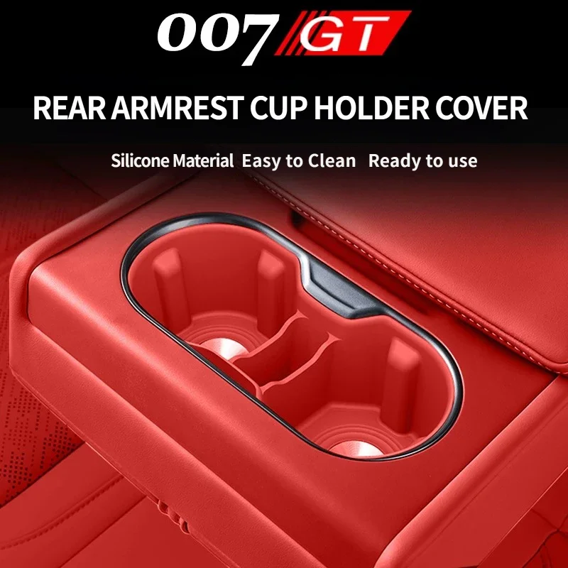 For Zeekr 7GT 2025 2026 Car Second Row Rear Seat Water Cup Cover Frame Sequin Silicone Pad Decoration Bright Strip Accessory