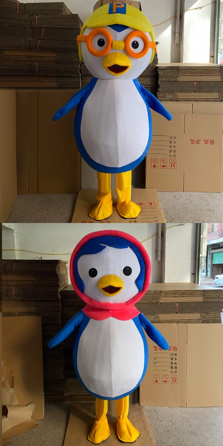 

Lovely blue penguin bird Mascot Costume with yellow headset Adult size Fancy Dress Game Birthday carnival party outfit