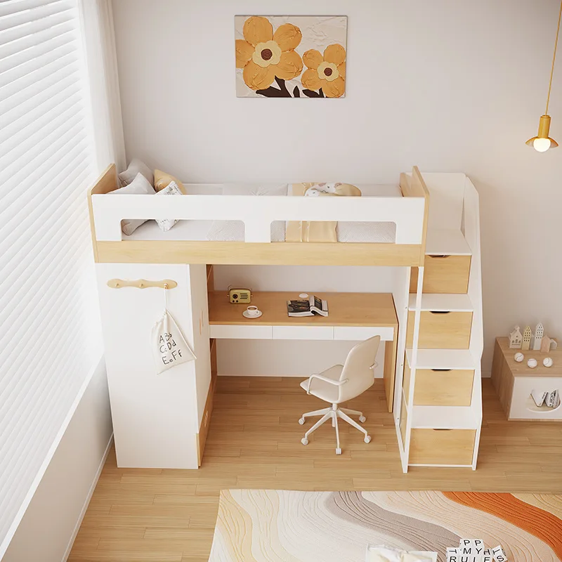 Multifunctional combination high and low with desk wardrobe bed