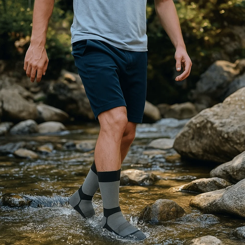 Warme Socken, dicke Herren, wasserdichte Socken, bequeme, atmungsaktive Skisocken, feuchtigkeitsableitende, verschleißfeste Outdoor-Socken, Wandern
