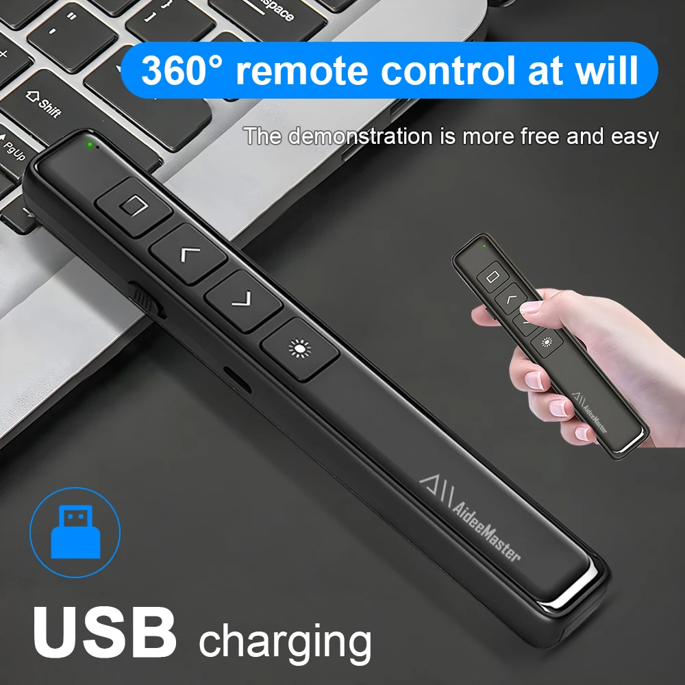 2.4GHz Wireless Presenter Remote Control USB Projector Page Turning Pen Slide Advancer for PPT Powerpoint Presentation