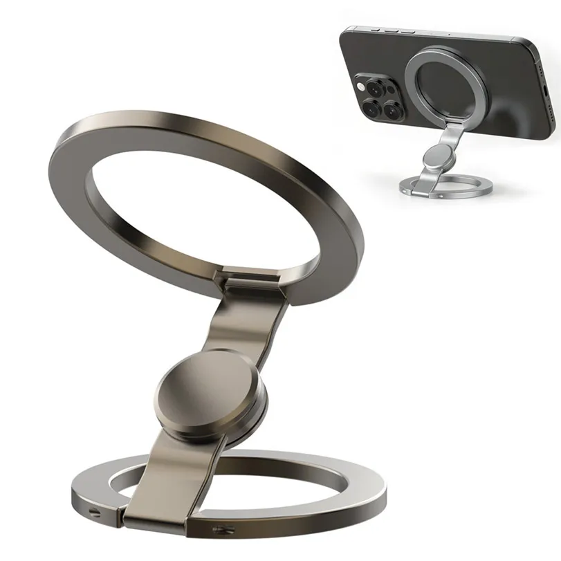 

2 in 1 Decompression Finger Gyro Magnetic Finger Ring Phone Holder Stand For iPhone 17 16 15 14 13 12 Foldable Smartphone Mount
