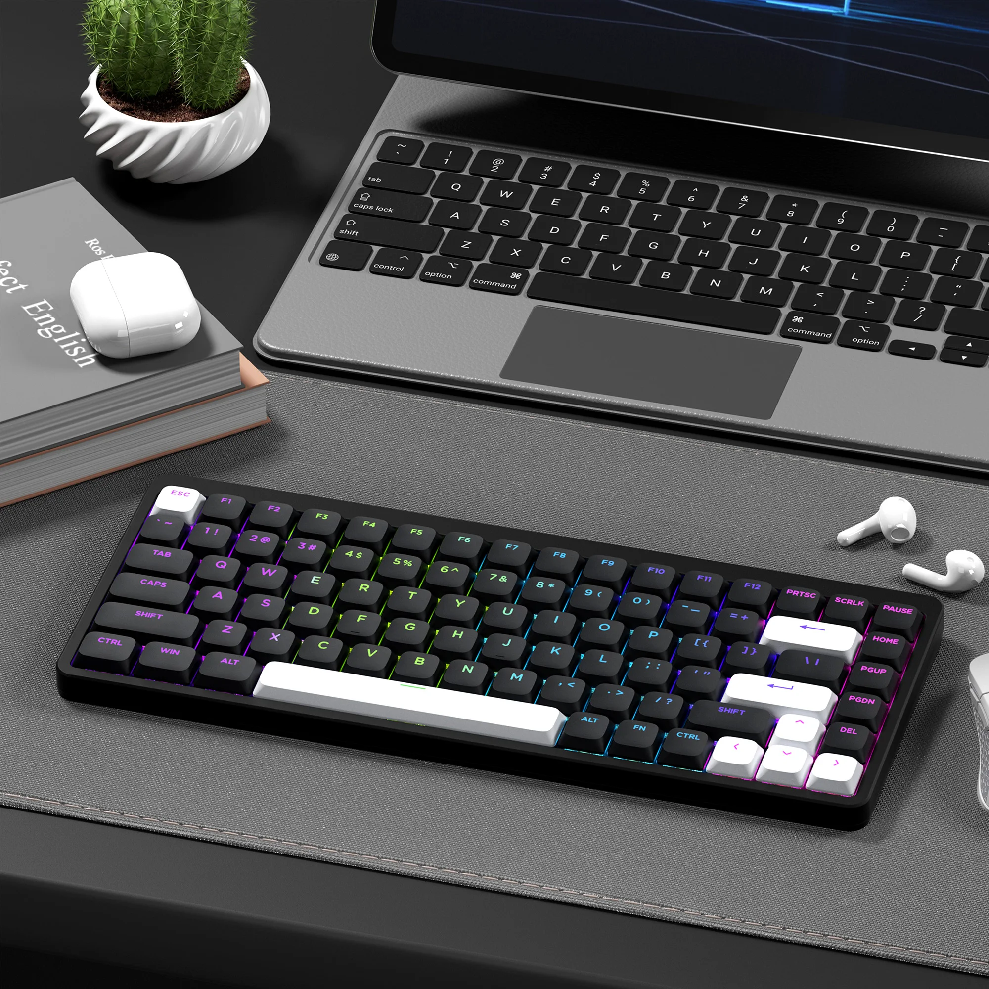 XVX  Black Low Profile Keycaps 127 Keycaps Double-shot Keyboard PBT Keycaps Shine Through for Low Keyboards