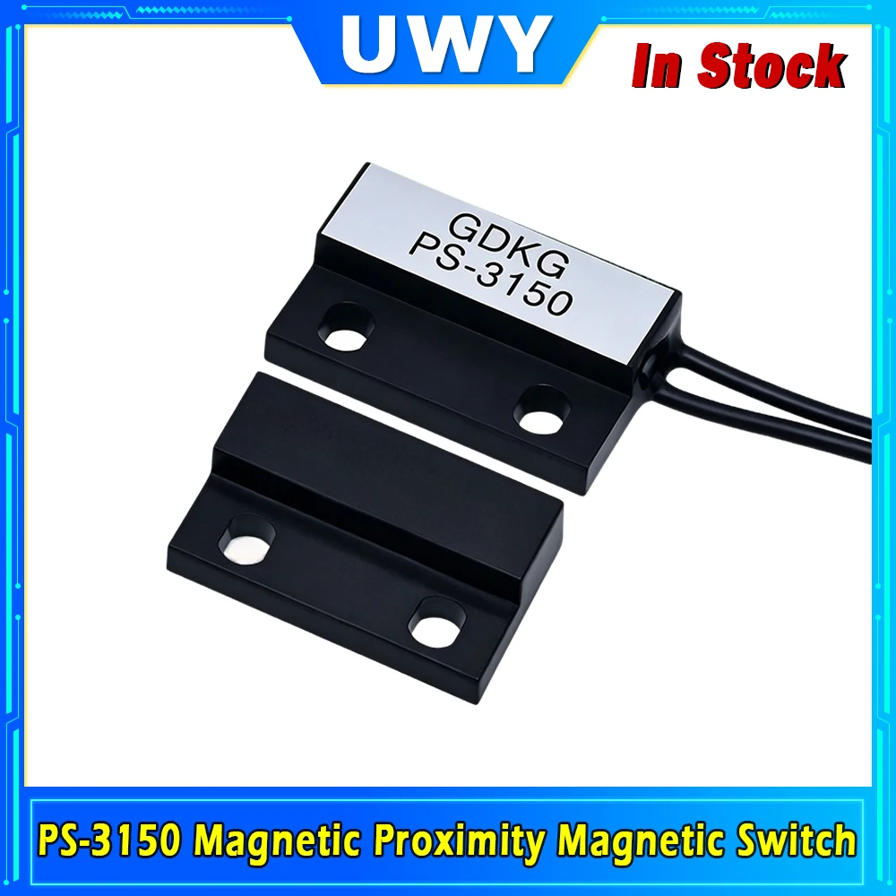 GDKG PS-3150 Magnetic Proximity Reed Switch 220V AC/DC Withstand Voltage 1A 10W Heavy Load Black Plastic Shell Wire Lead