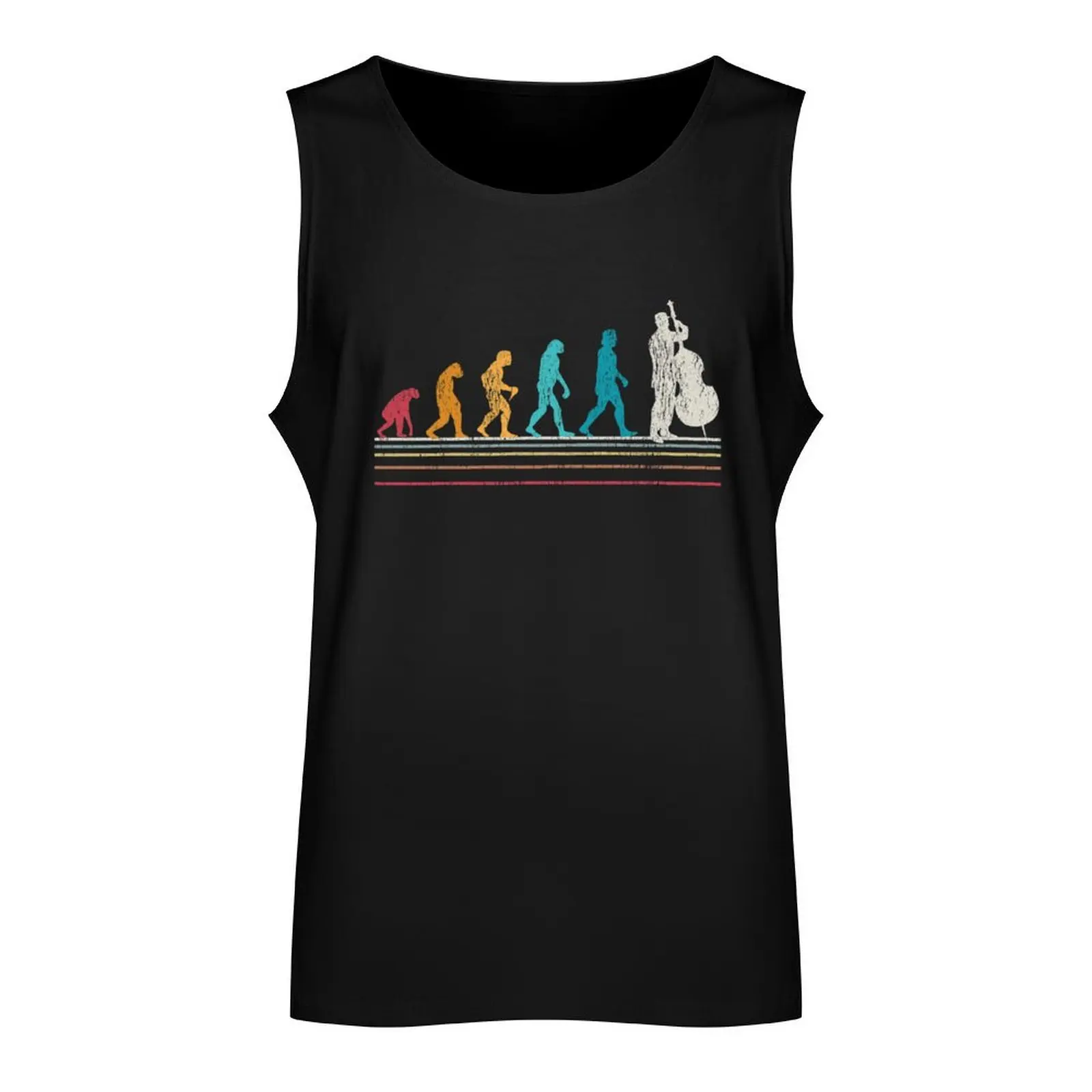 Double Bass Evolution Musician Gift Tank Top Men's t-shirt bodybuilding t shirt t-shirt Men's sleeveless shirt man