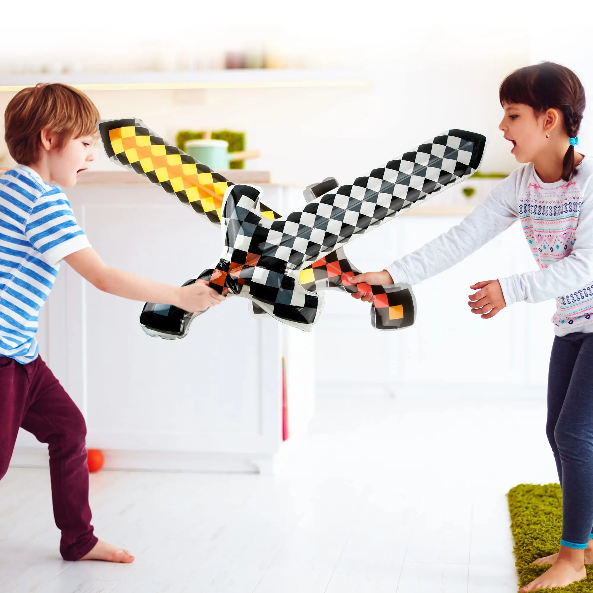 Espadas inflables para manualidades de píxeles, espadas inflables, armas inflables, favores de fiesta de píxeles para niños, Halloween, Carnaval, cumpleaños C