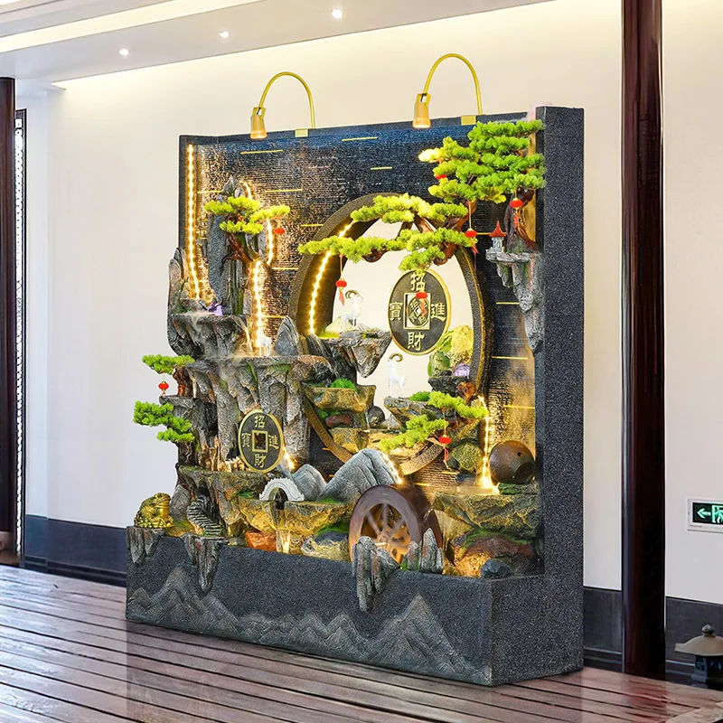 

HYS living room lucky rockery flowing water ornament water curtain wall screen balcony decoration fountain water landscape