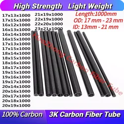 3k Carbon Fiber Tube OD17mm 18mm 19mm 20mm 20mm 21mm 22mm 23mm Roll Wrapped Pipe with1000mm long Light Weight High Strength