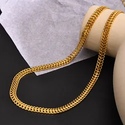 Stainless Steel Double Row Curb Cuban Choker Chain Necklace for Women Twin Link Gold Plated  Stylish Jewelry