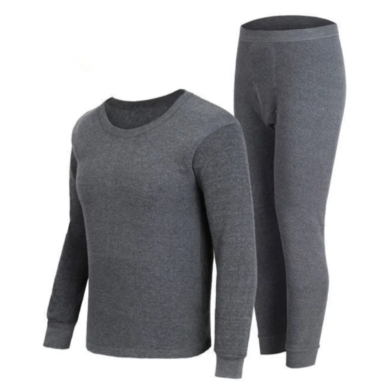 Thermal Underwear for Men Winter Thermos Underwear Set Thickened Bottom Shirt + Keep Warm Pants Solid Elasticity Long Johns Suit