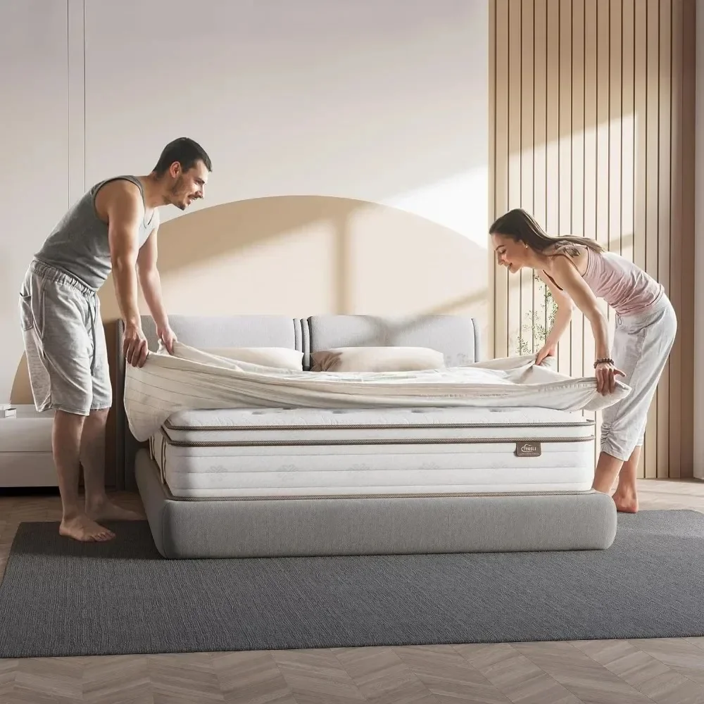 Materasso Queen size da 12 pollici, materasso ibrido in Memory Foam e tascabile per dormire, materasso matrimoniale medio rigido in una scatola, materasso Queen