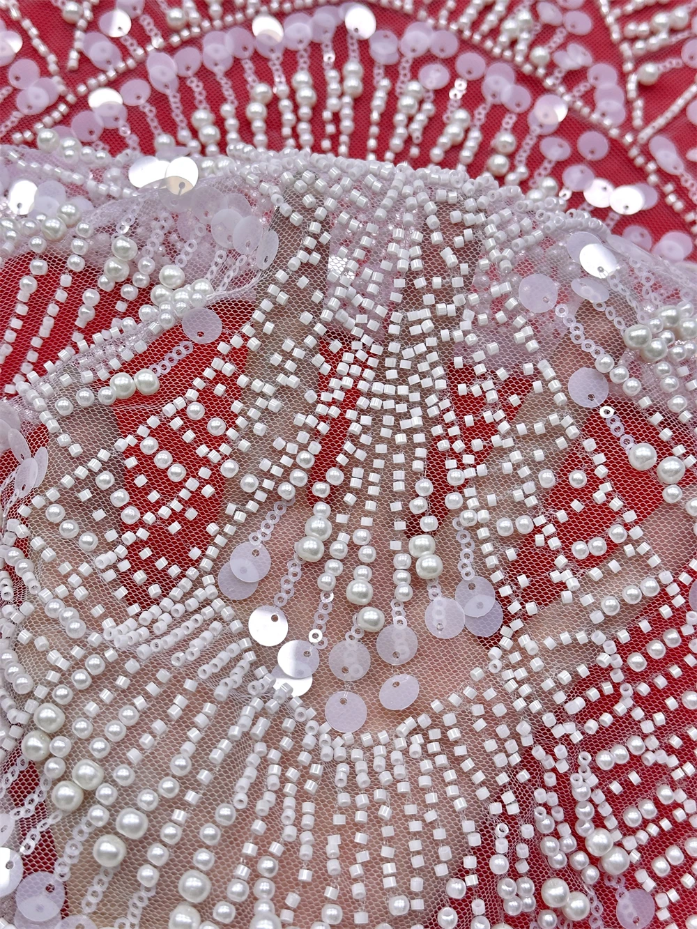 

African 2026 Tulle Lace Fabric with French Sequins Beads Embroidery 2 Yards Sewing for Nigeria Dress Mesh Fabric