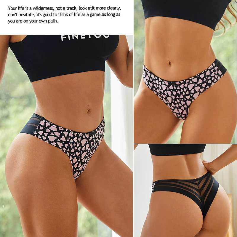3 pçs feminino sexy cintura baixa briefs náilon calcinha confortável macio respirável elástico cuecas borboleta pêssego coração impressão novo