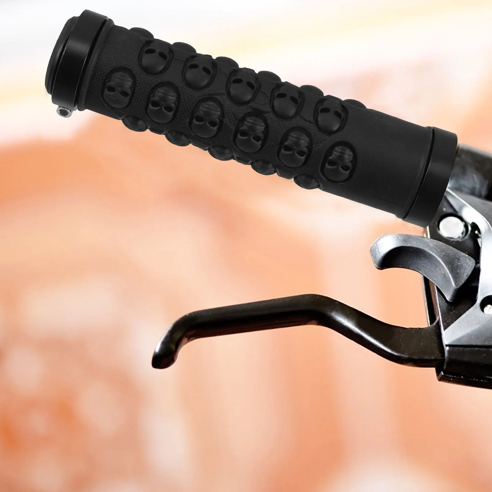 

2pcs Mountain Bike Handlebar Grips Skull Design Non-Slip Bicycle Grip Replacement For Offroad Shock Absorption Stable Control