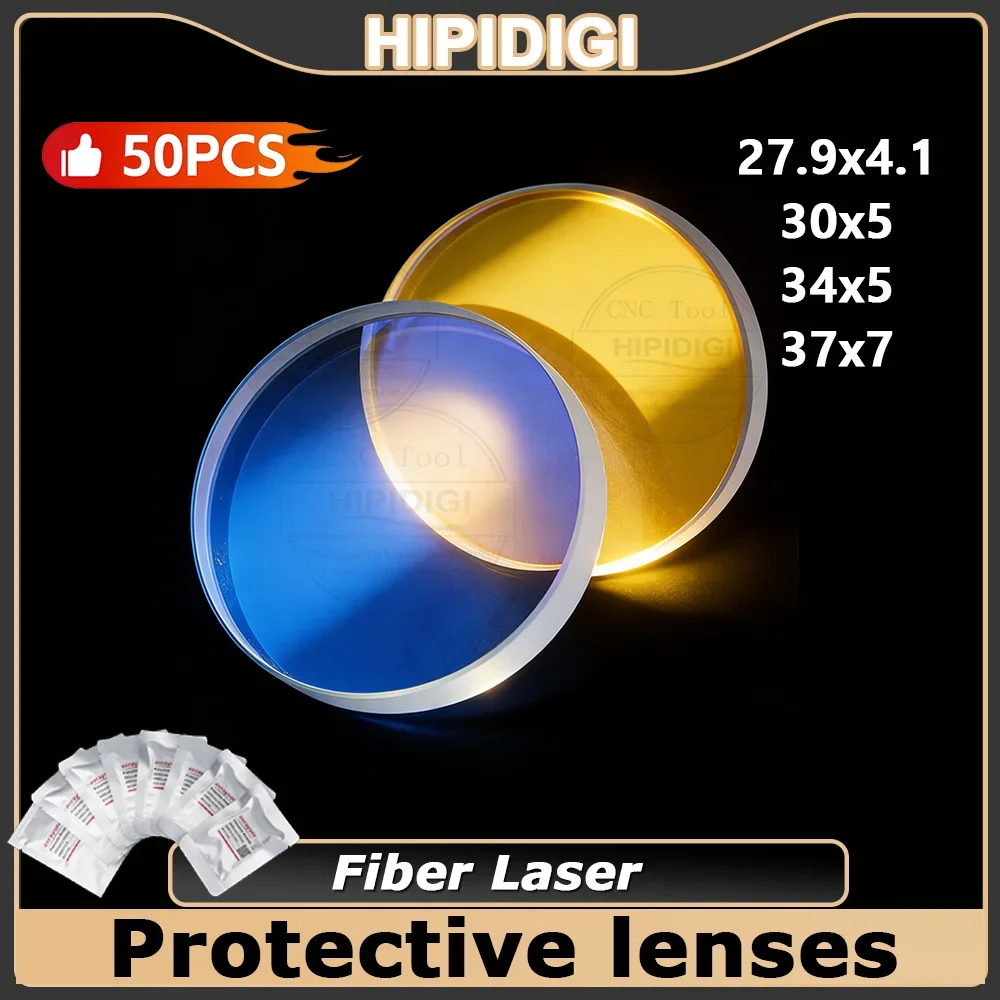 

5/10/50 Pcs Fiber Laser Cutting Protection Lens Protective Glass Top Cover Bottom Cover Lens 37x7 34x5 30x5 27.9x4.1 for Laser