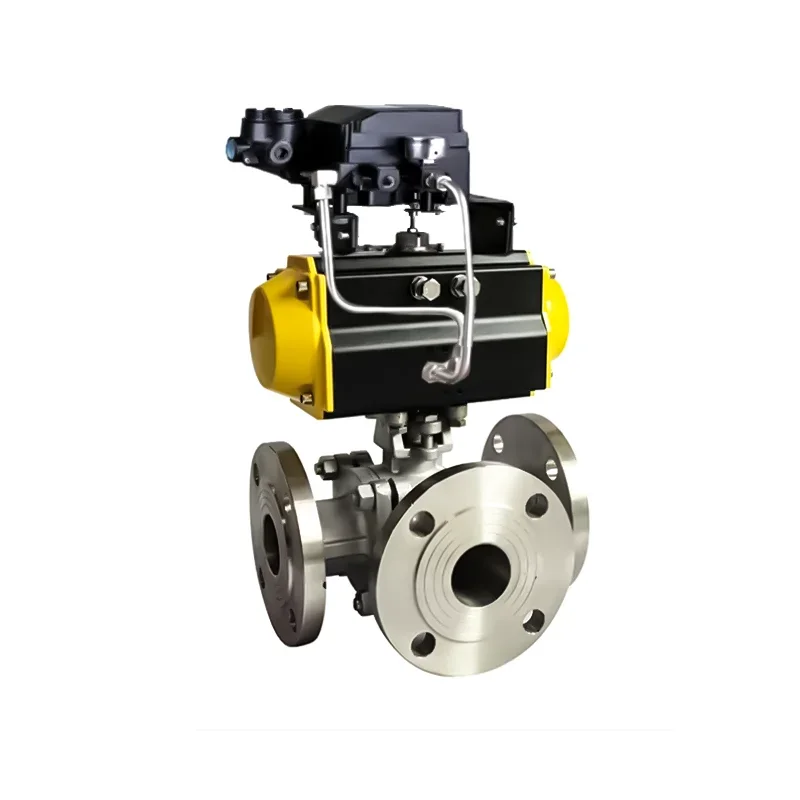 Double Flanged Stainless Steel Ball Valve with Pneumatic Actuator Air Control Flange 2 Way Ball ValveDIANCIF