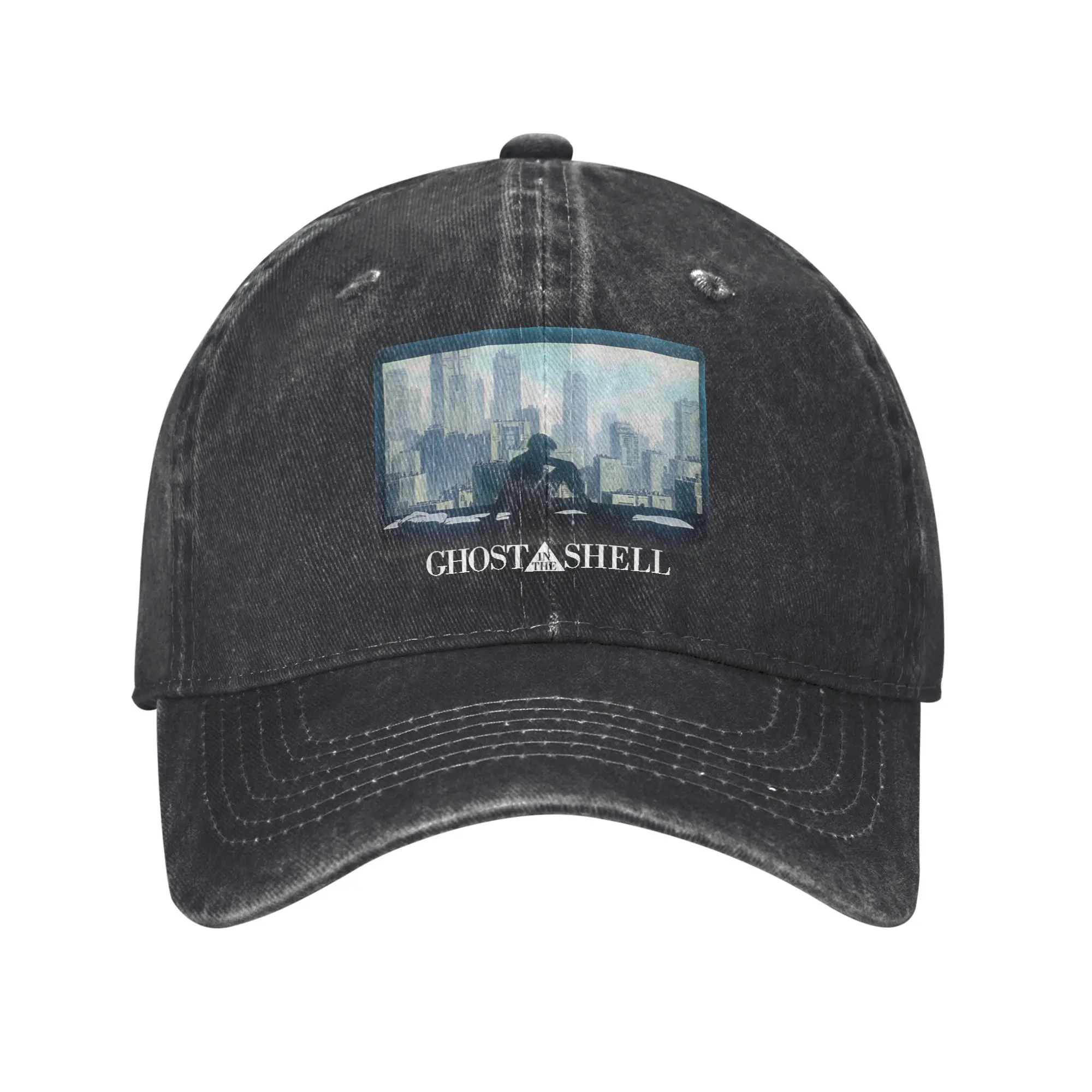 GHOST IN THE SHELL Cartoon Baseball Caps Retro Distressed Washed  Snapback Hat for Men Women Outdoor Summer Adjustable Caps Hat