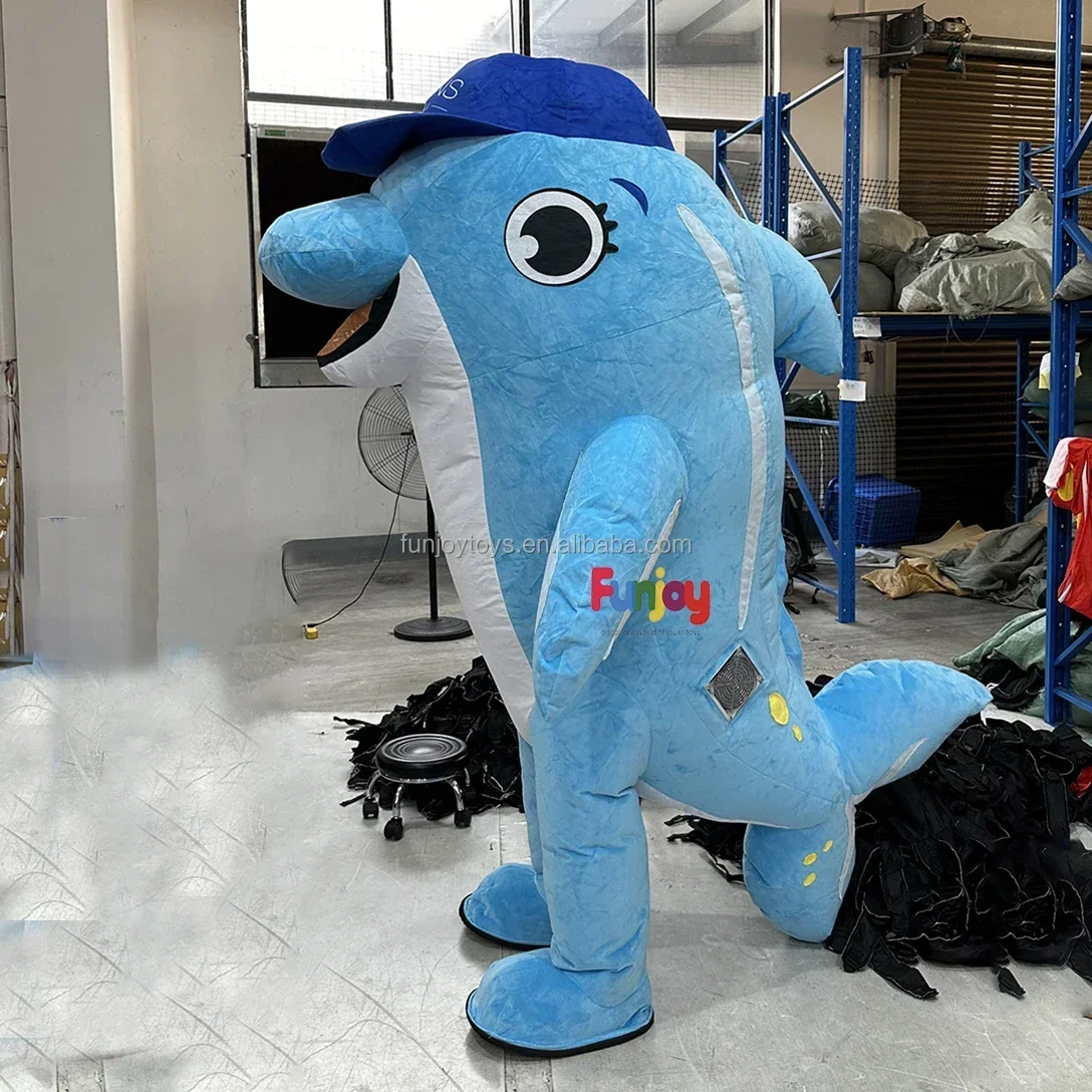 

New Inflatable Dolphin Mascot Costume Walking Cartoon Sea Creatures Mascot Costume for Sale No Battery