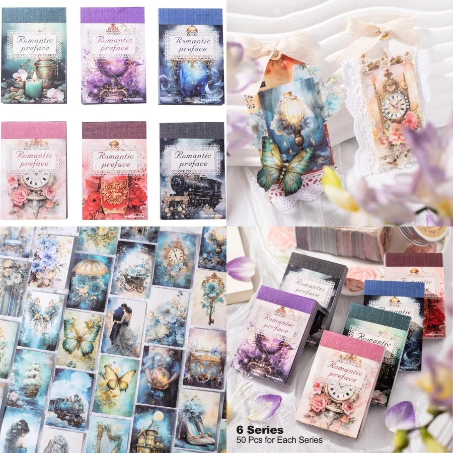 

6Pcs Vintage Washi Sticker Book Set for Scrapbooking Junk Journals DIY Crafts and Aesthetic Home Decorations Includes Compact S