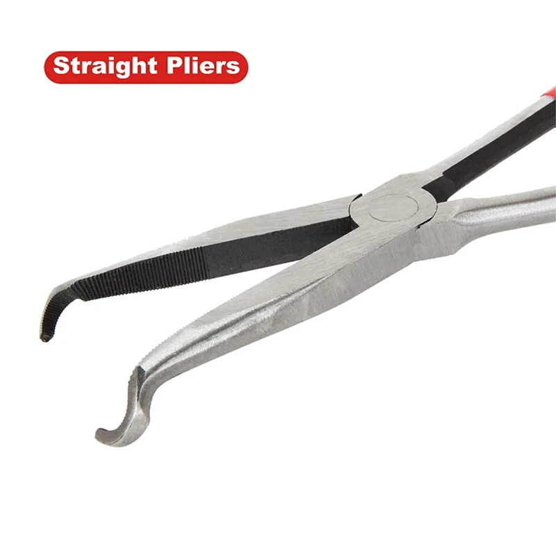 FYBL 11-Inch Long Needle-Nose Pliers Set 4Pcs Straight 45-Degree 90-Degree O-Type Pliers Carbon Steel