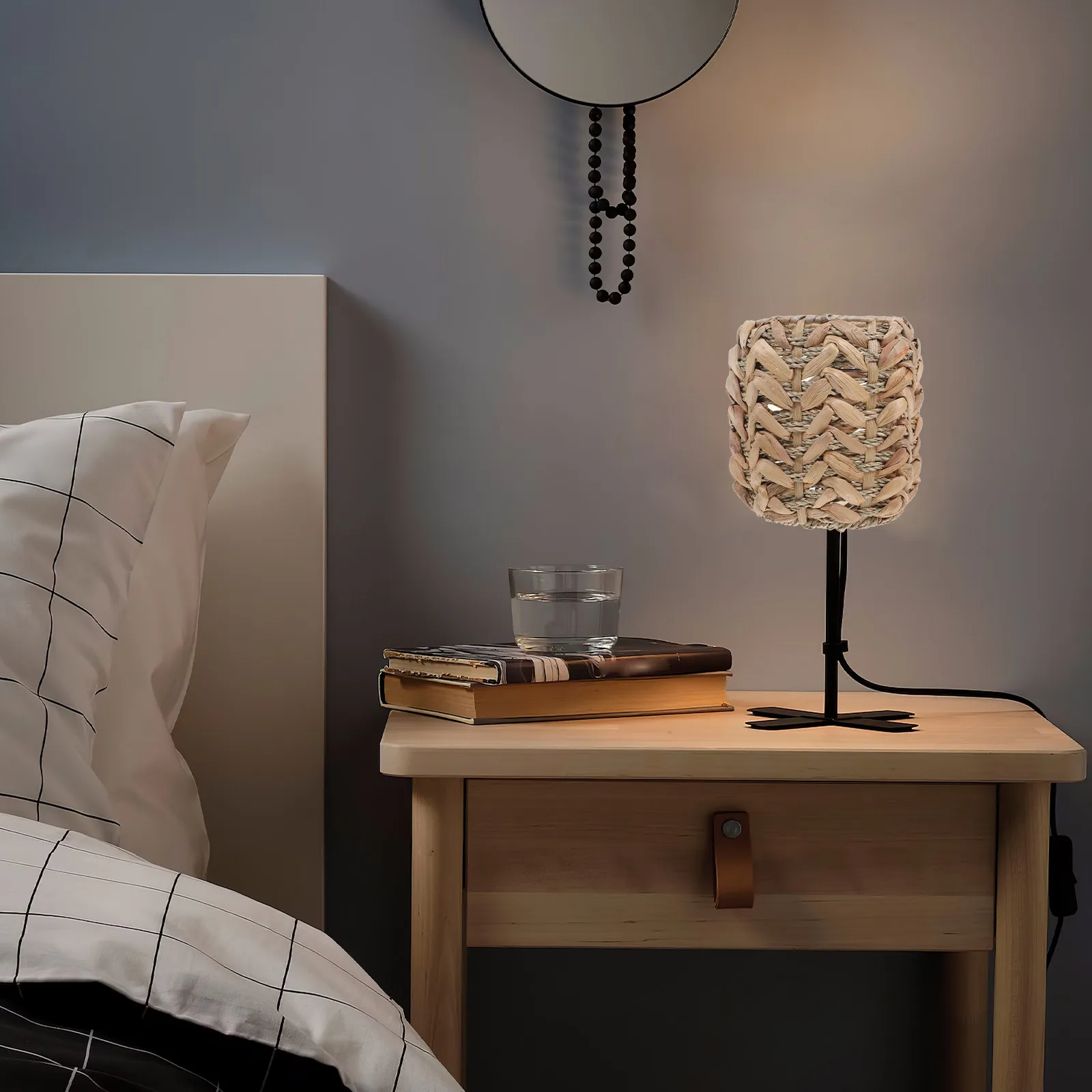 Straw Woven Lamp Shade Pendant Light Cover Rustic Decorative Ceiling Light Shade Lightweight Easy Installation for Home