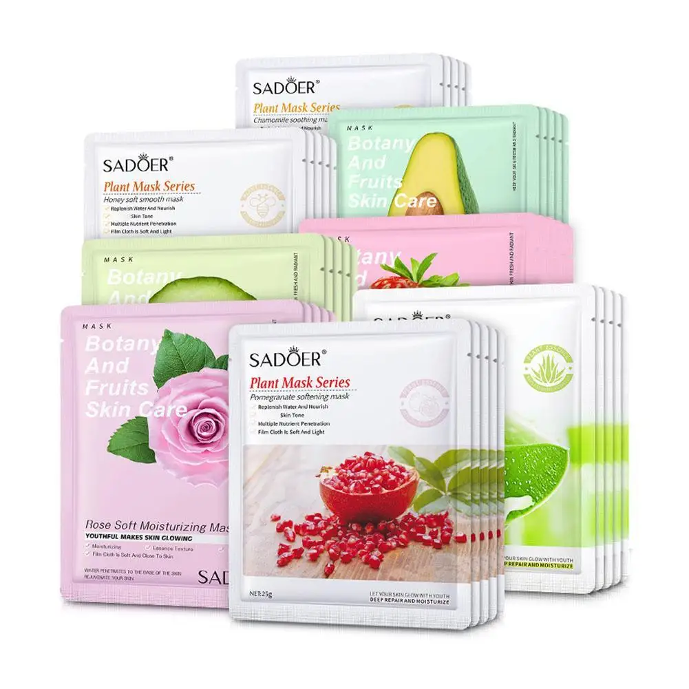 10pcs Natural Plant Series Face Mask Deep Moisturizing Firming Hydrating Facial Mask Beauty Skin Care Products