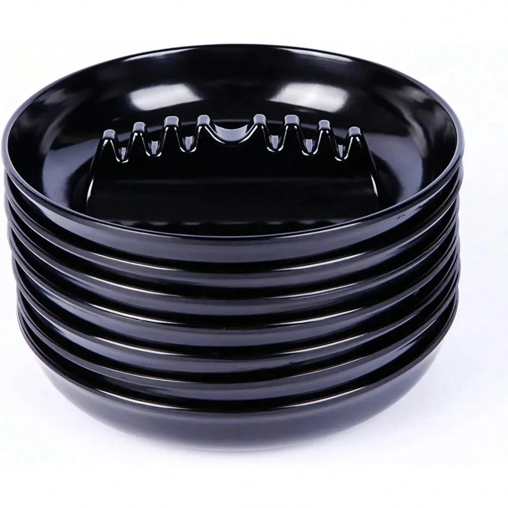 

Round Black Large Size Plastic Ashtray Set For Indoor Outdoor Use In Home, Office, Patio, Restaurant, Bar, Hotel