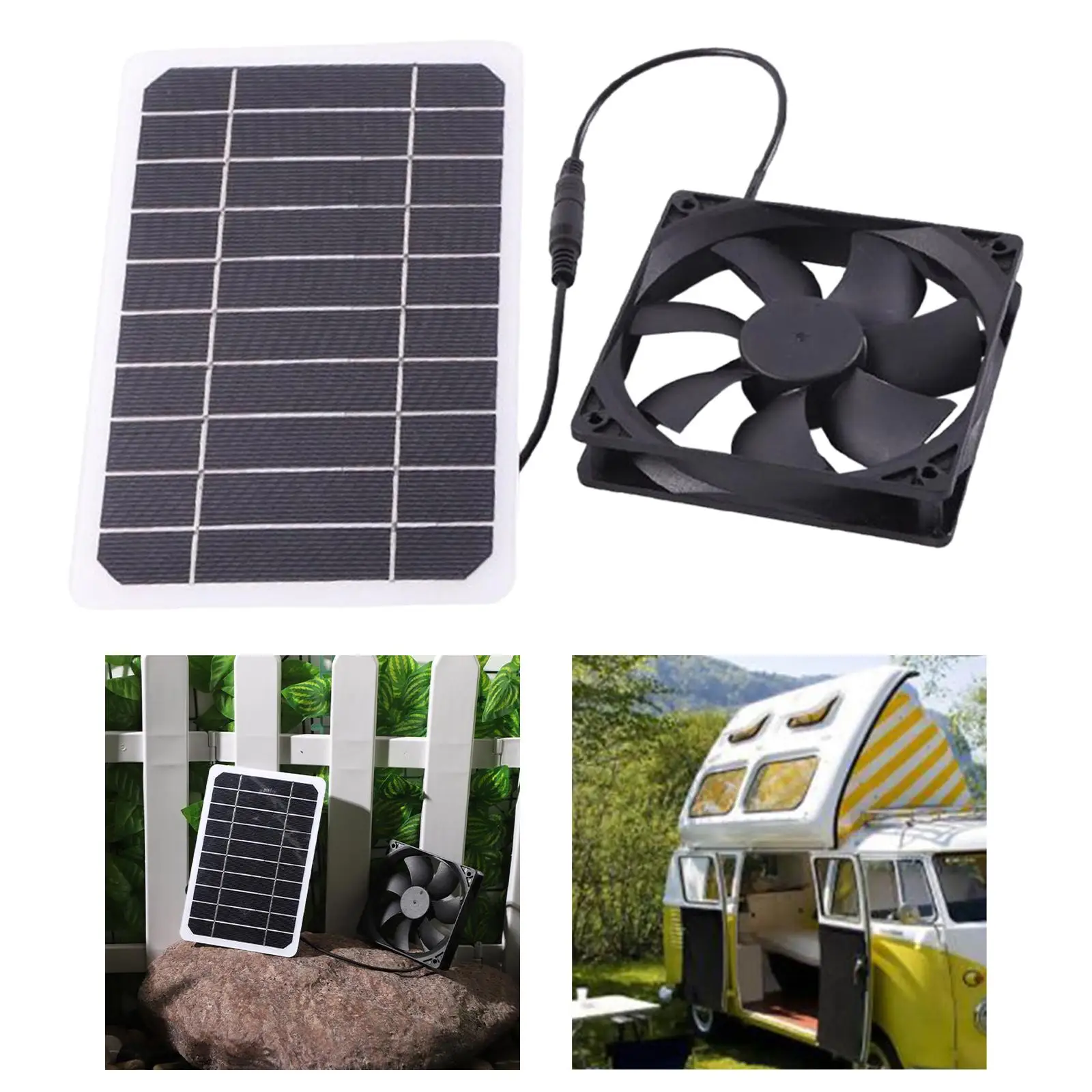 Outdoor Solar Panel Fan Kit Waterproof Cooling Ventilation for Chicken Coop RV Roof