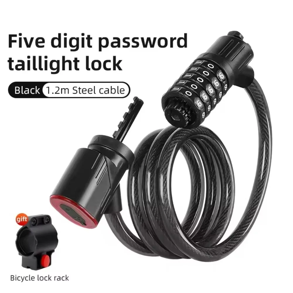 5-Digit Security Password Bicycle Lock Intelligent Light Sensor USB Rechargeable Bicycle Taillights with Tail Light Anti-theft